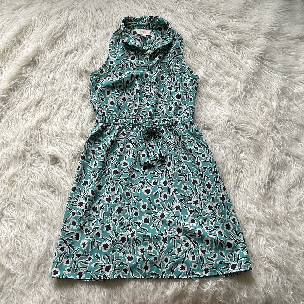 Loft Green Floral Preppy‎ Collar Summer Dress
